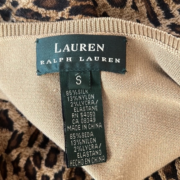 NWOT Lauren Ralph Lauren l Silk Blend Animal Print Cardigan - Picture 6 of 7
